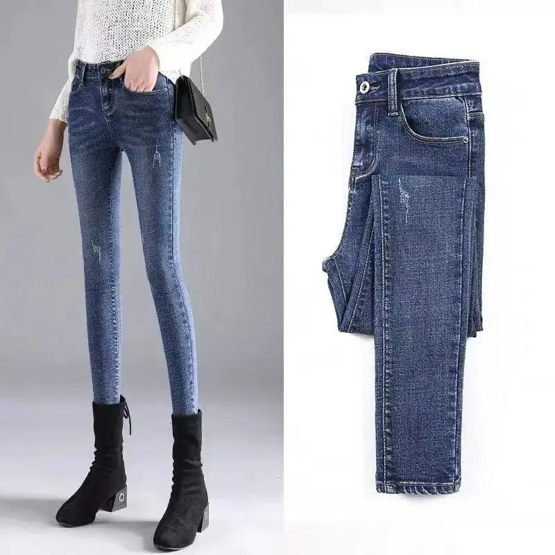 High Waist Slim Fit Jeans – Elastische Bleistifthose für Damen